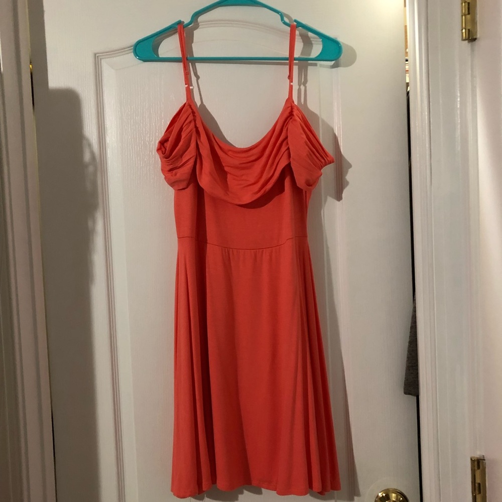 Coral off the shoulder summer dress